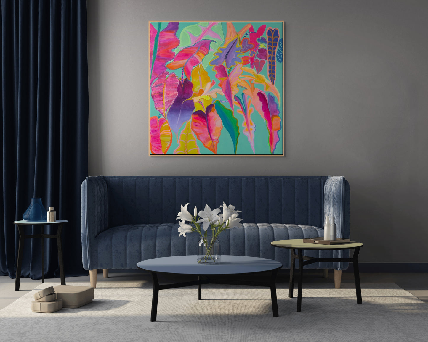 'Rainbow Alocasias' 102cm x 102cm - Kathryn Sillince Artist