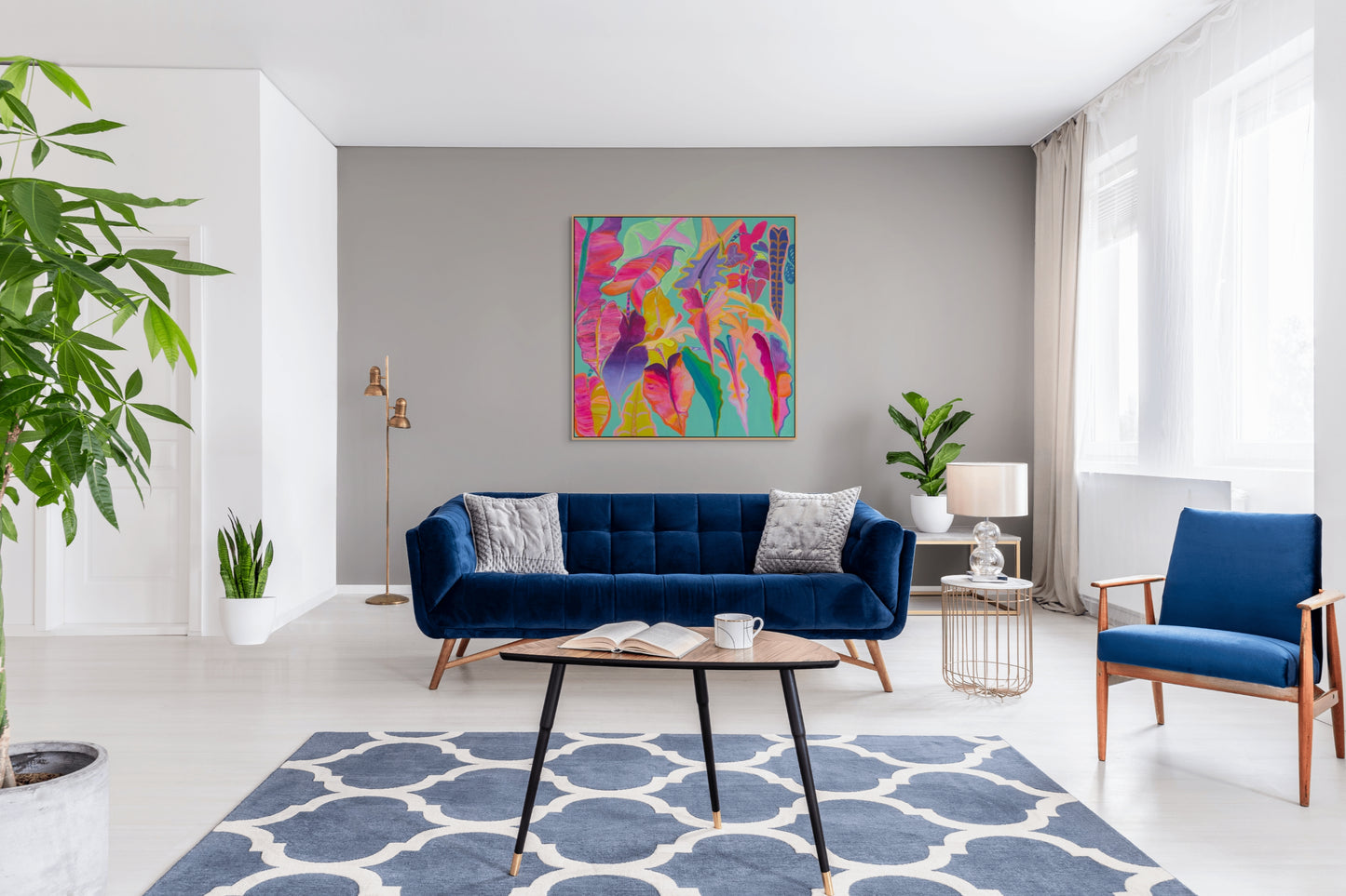 'Rainbow Alocasias' 102cm x 102cm - Kathryn Sillince Artist