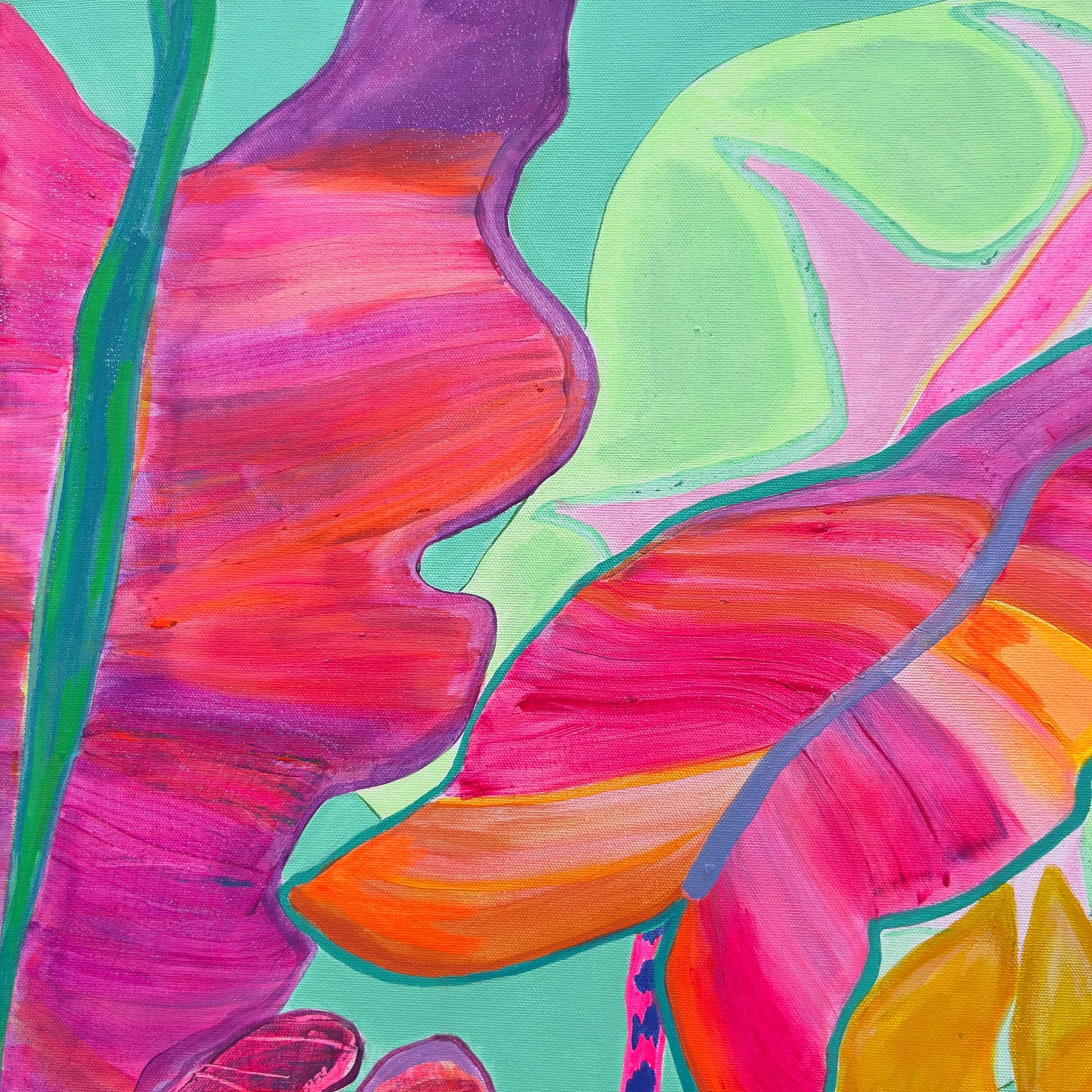 'Rainbow Alocasias' 102cm x 102cm - Kathryn Sillince Artist