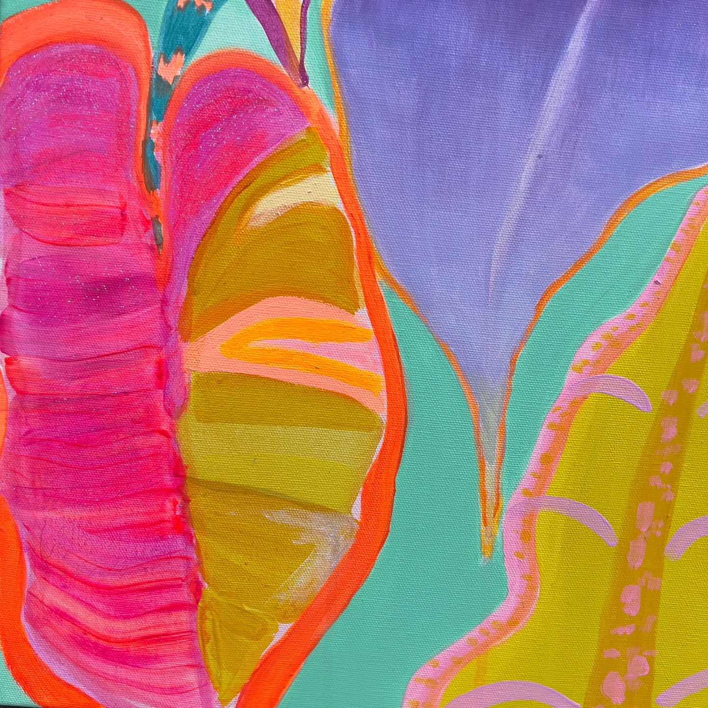 'Rainbow Alocasias' 102cm x 102cm - Kathryn Sillince Artist