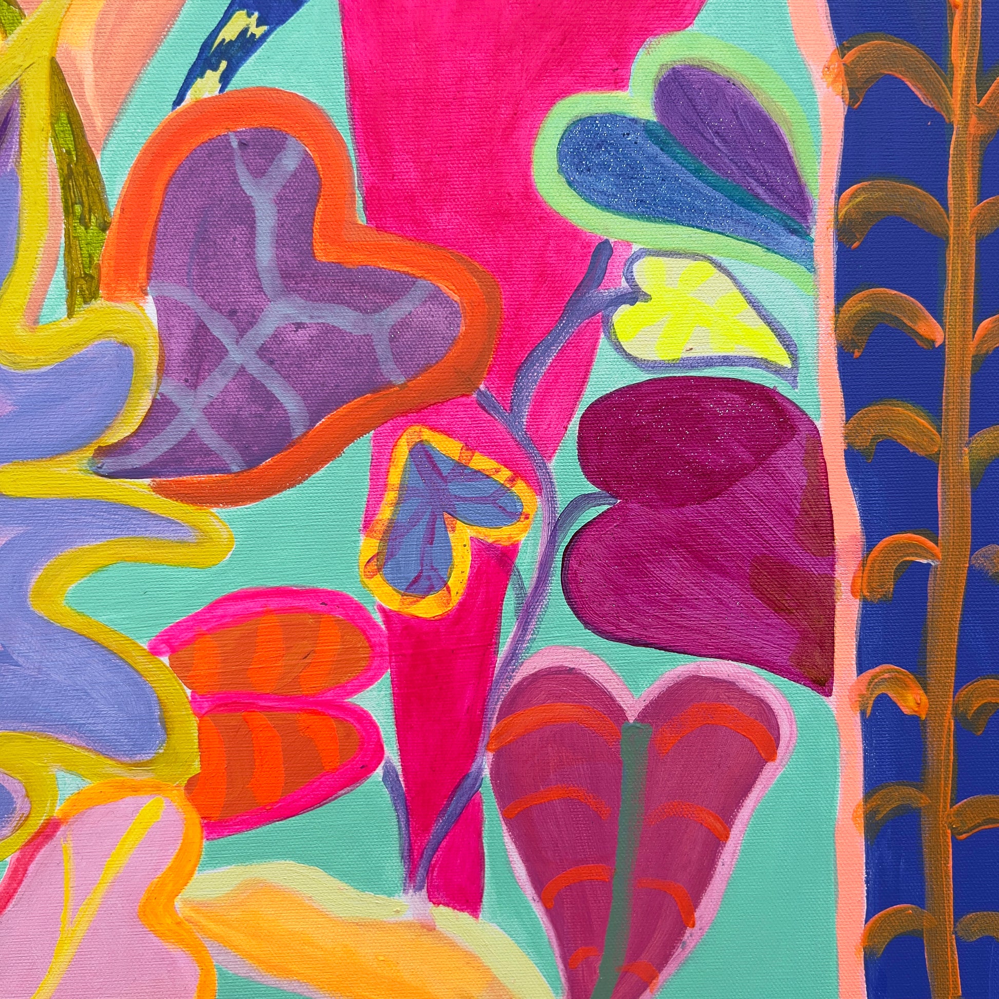 'Rainbow Alocasias' 102cm x 102cm - Kathryn Sillince Artist