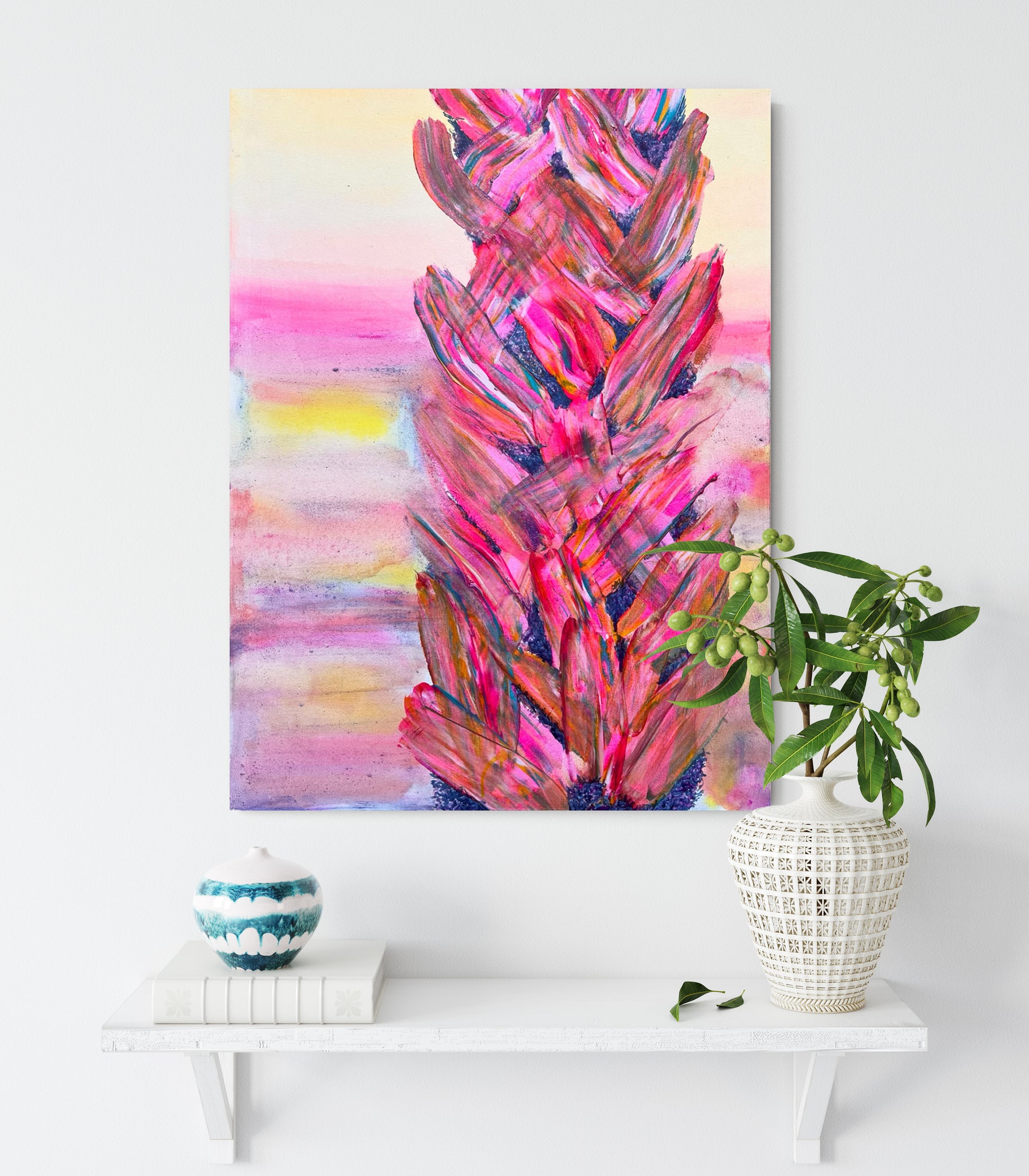'Rainbow Pink Palms' 91cm x 61cm - Kathryn Sillince Artist