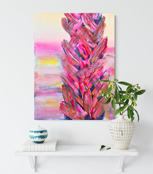 'Rainbow Pink Palms' 91cm x 61cm - Kathryn Sillince Artist