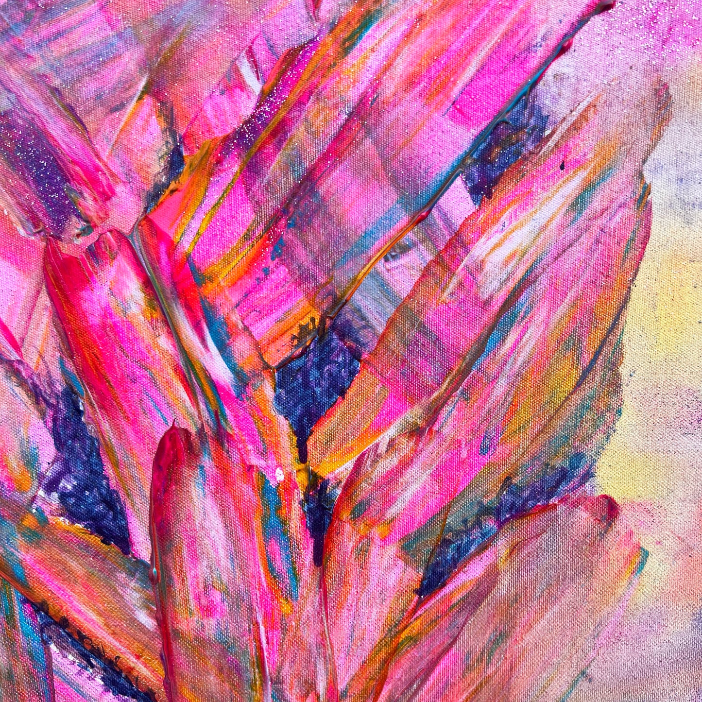 'Rainbow Pink Palms' 91cm x 61cm - Kathryn Sillince Artist