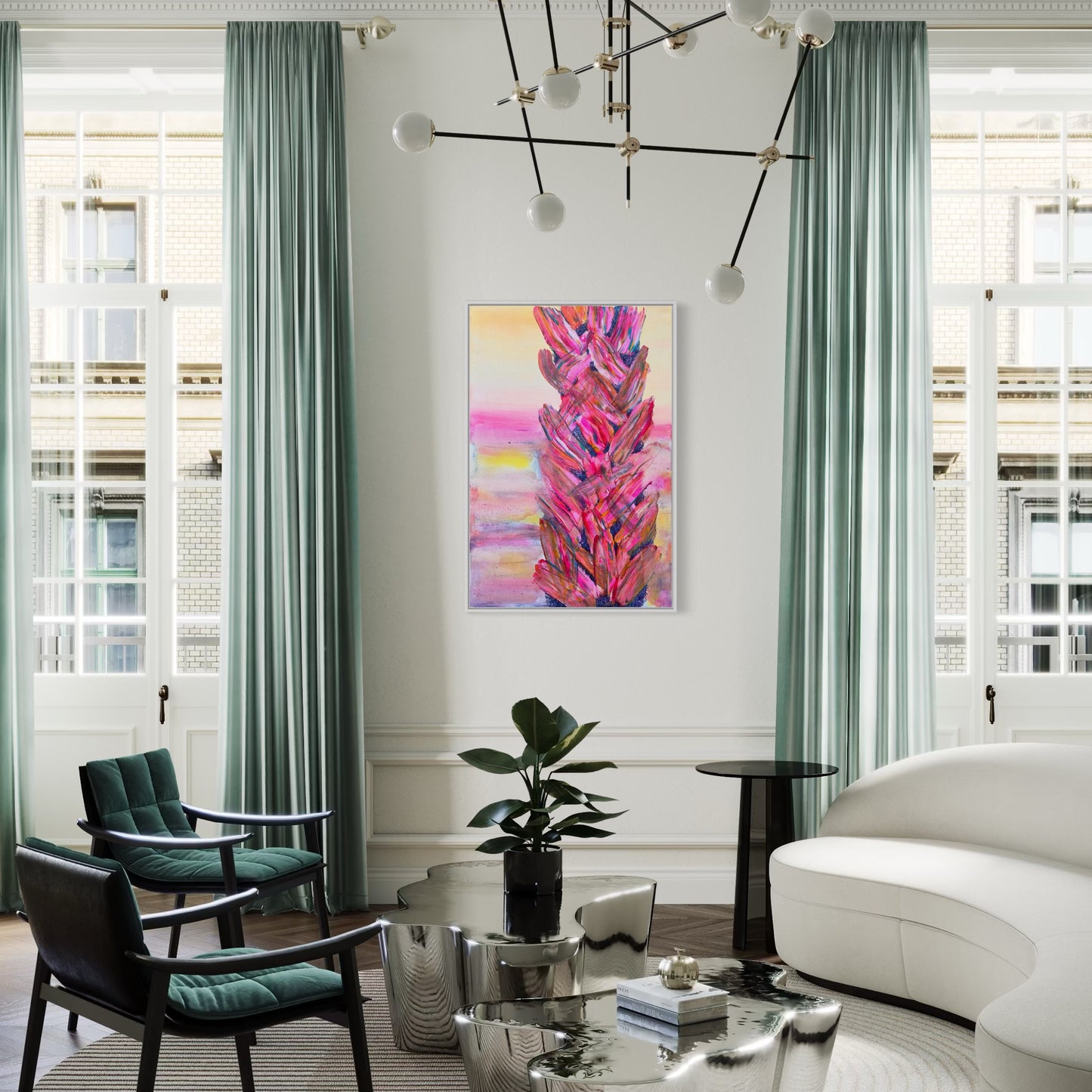 'Rainbow Pink Palms' 91cm x 61cm - Kathryn Sillince Artist