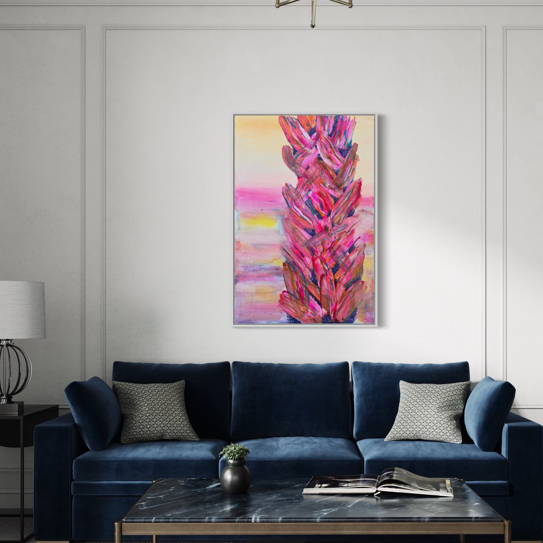 'Rainbow Pink Palms' 91cm x 61cm - Kathryn Sillince Artist