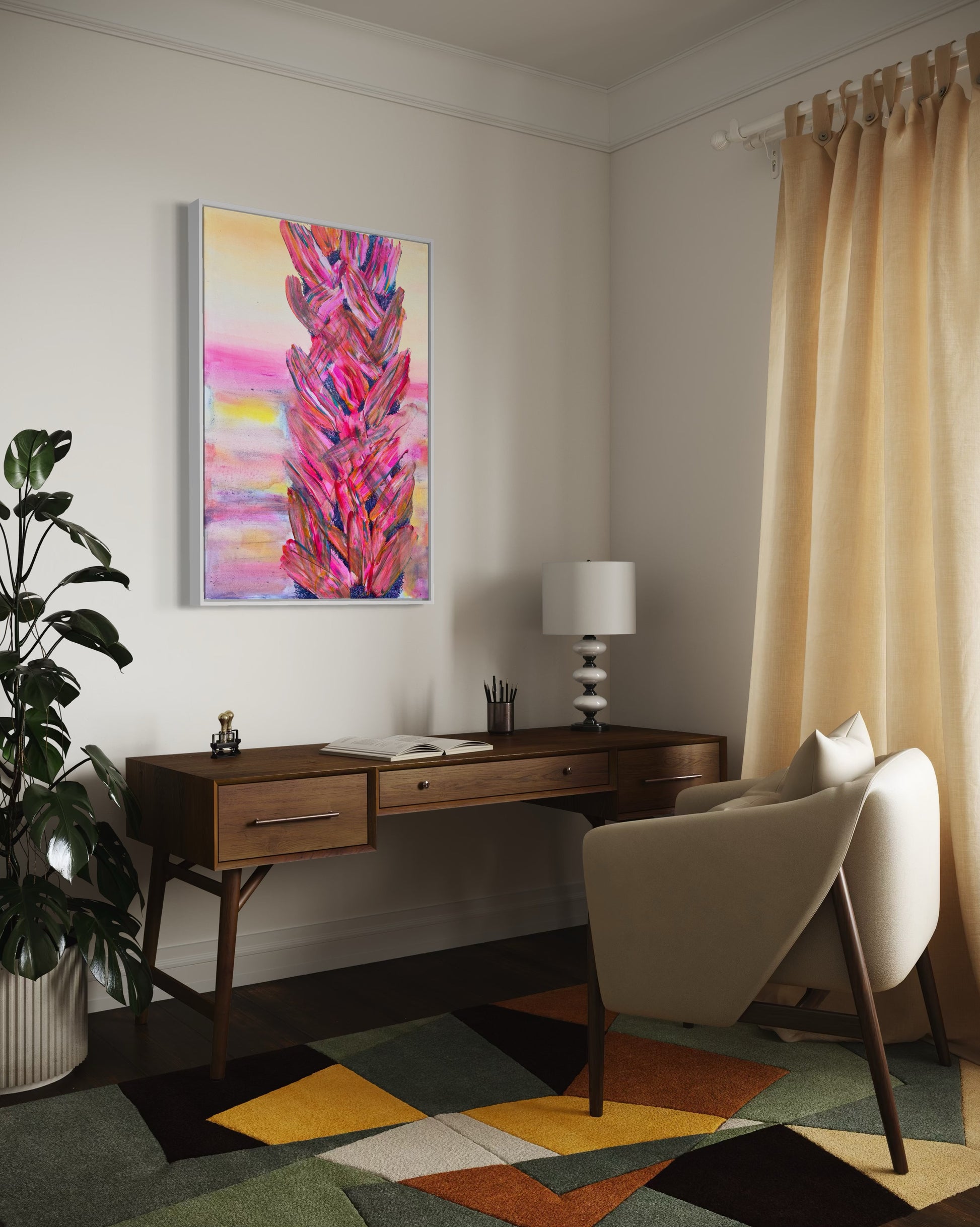 'Rainbow Pink Palms' 91cm x 61cm - Kathryn Sillince Artist