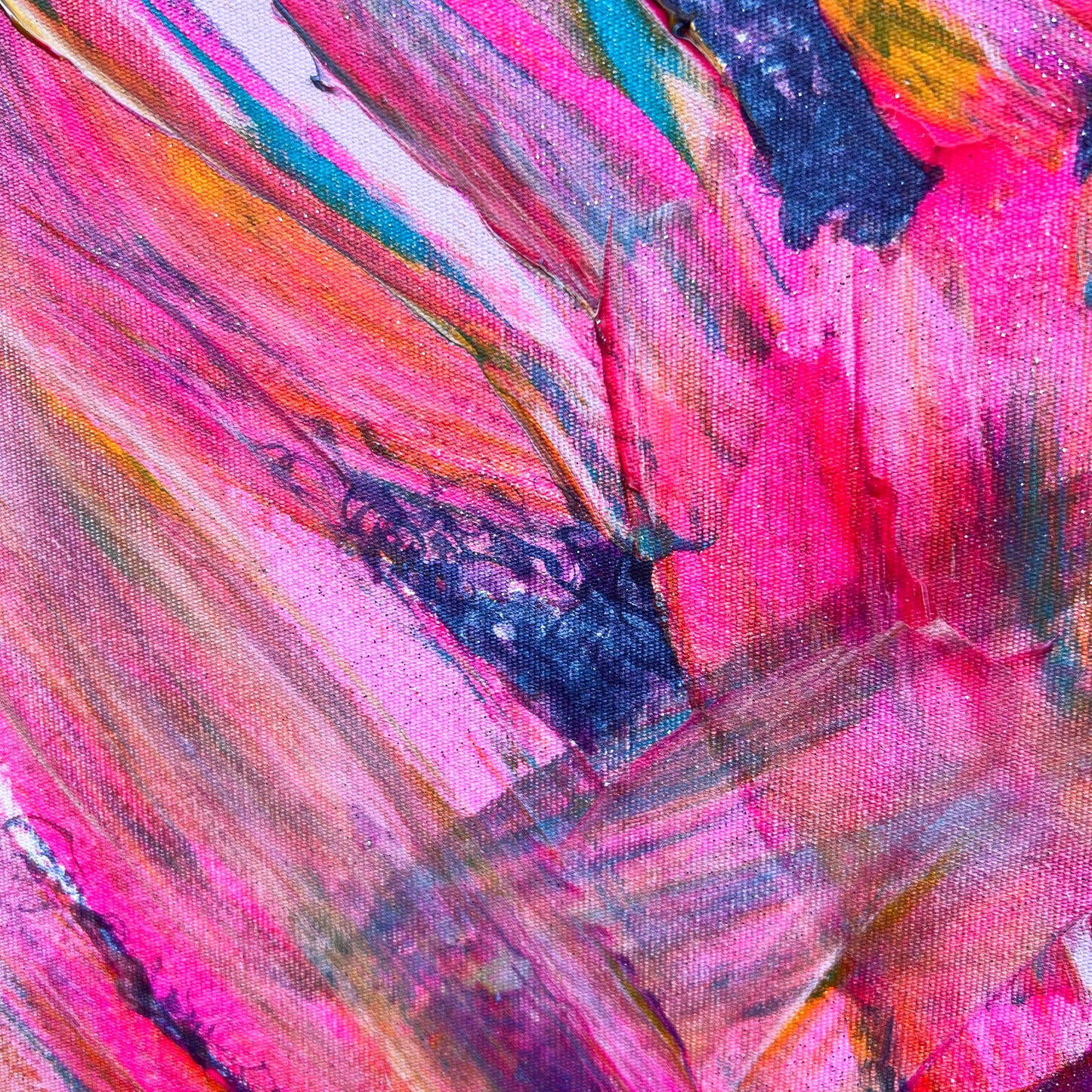 'Rainbow Pink Palms' 91cm x 61cm - Kathryn Sillince Artist