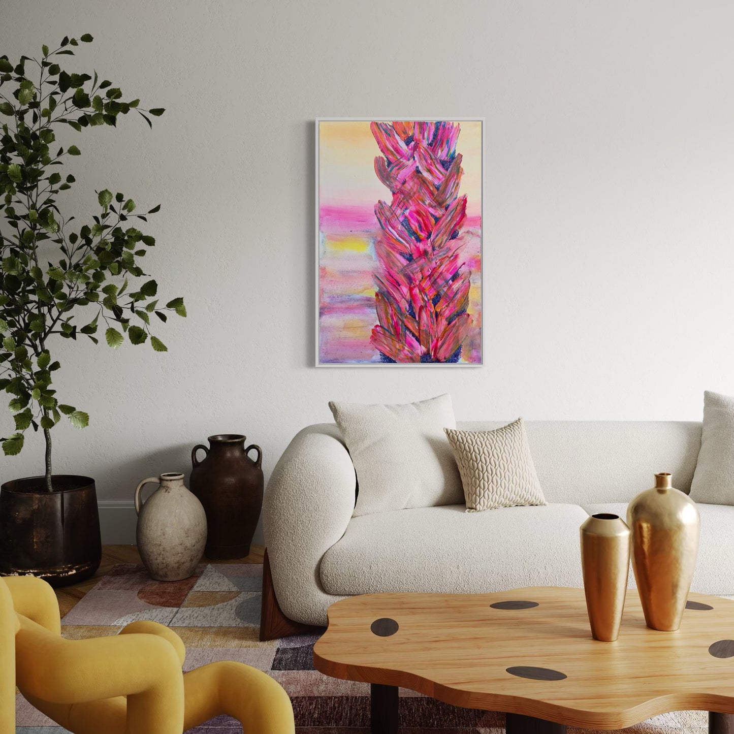 'Rainbow Pink Palms' 91cm x 61cm - Kathryn Sillince Artist