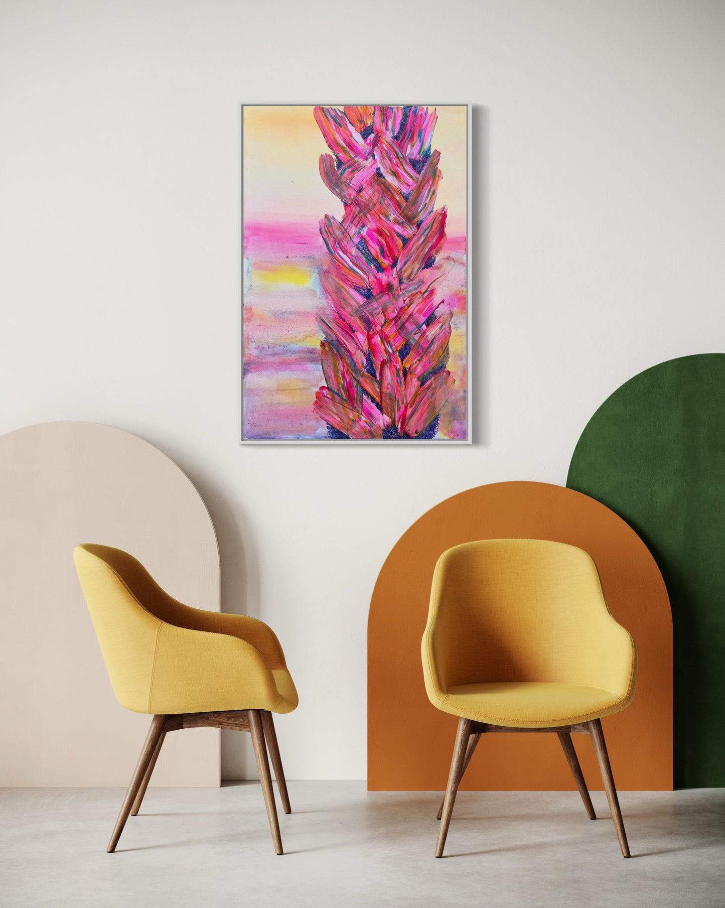 'Rainbow Pink Palms' 91cm x 61cm - Kathryn Sillince Artist
