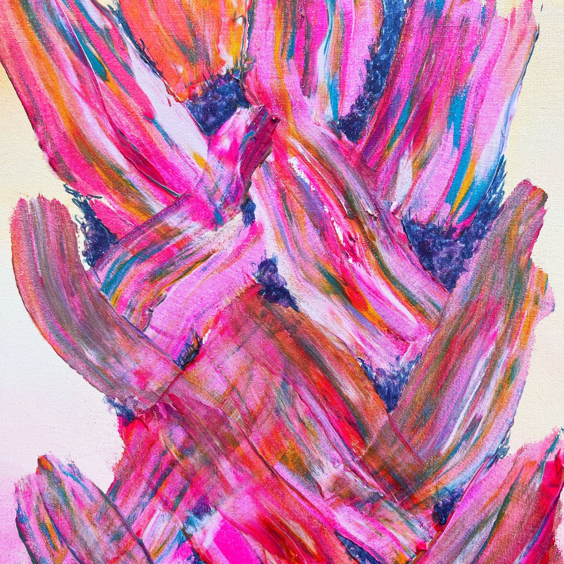 'Rainbow Pink Palms' 91cm x 61cm - Kathryn Sillince Artist