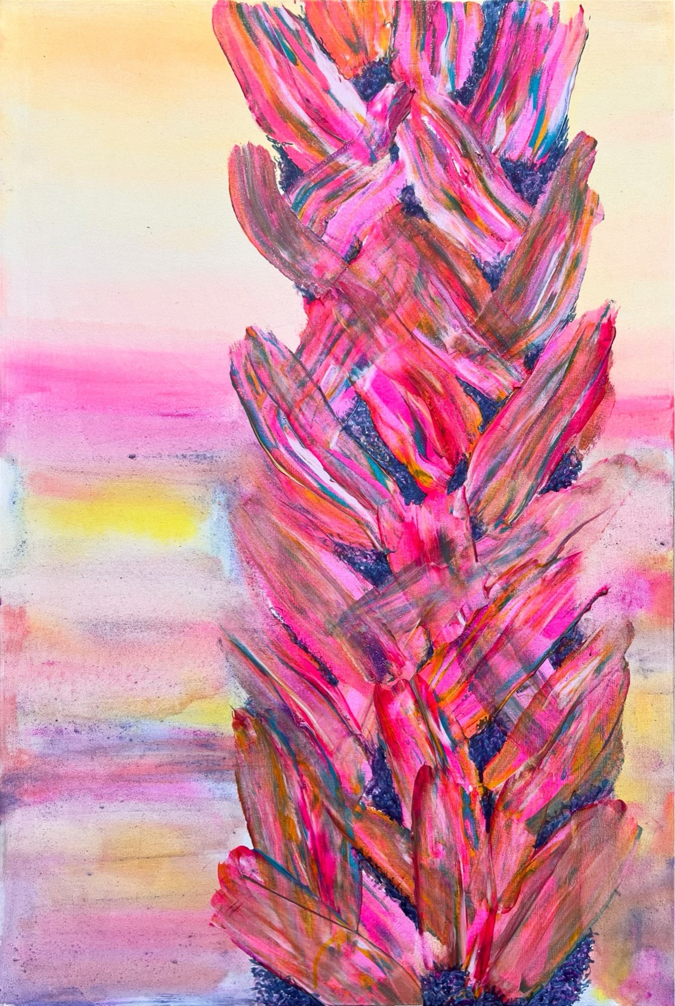 'Rainbow Pink Palms' 91cm x 61cm - Kathryn Sillince Artist
