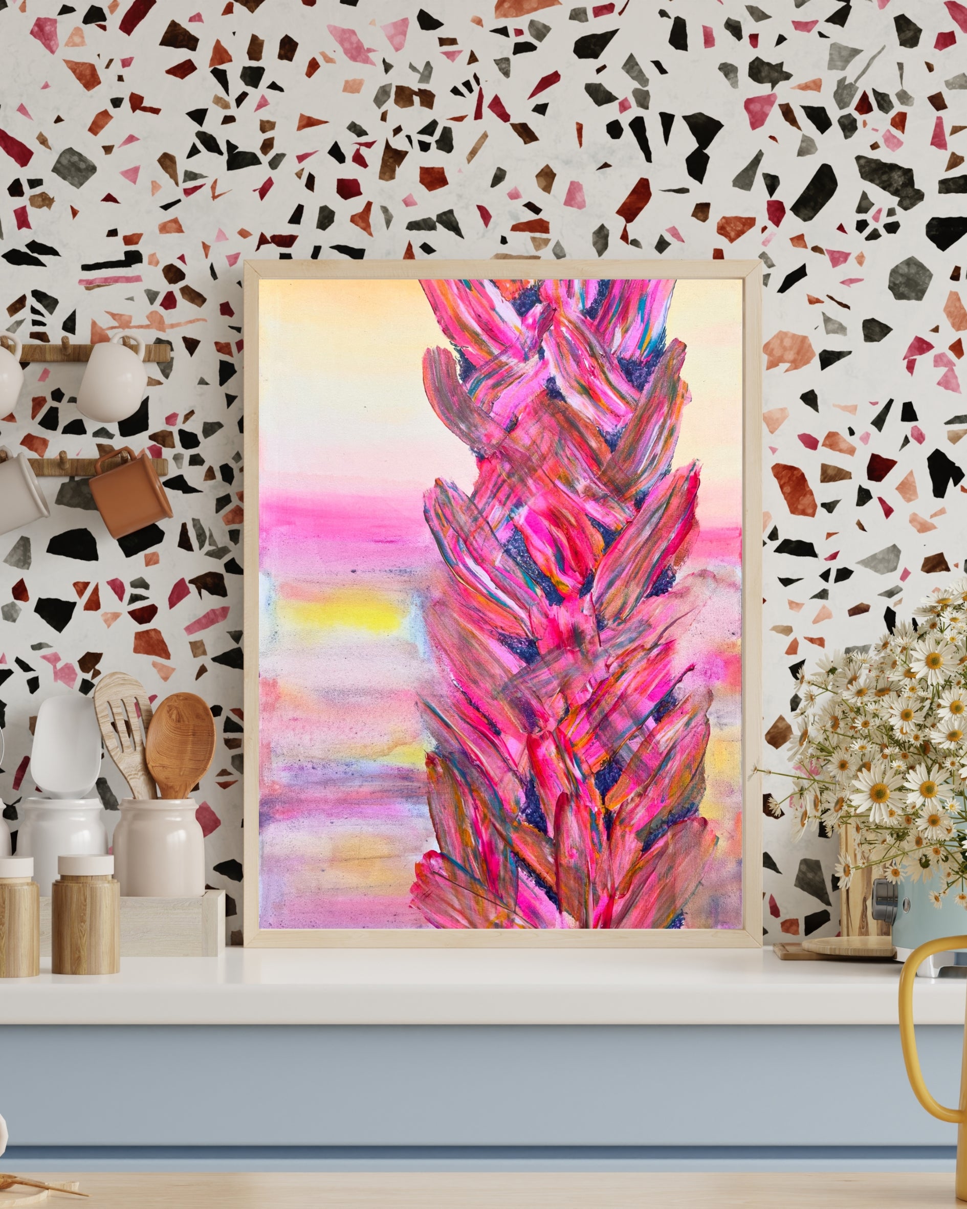 'Rainbow Pink Palms' 91cm x 61cm - Kathryn Sillince Artist