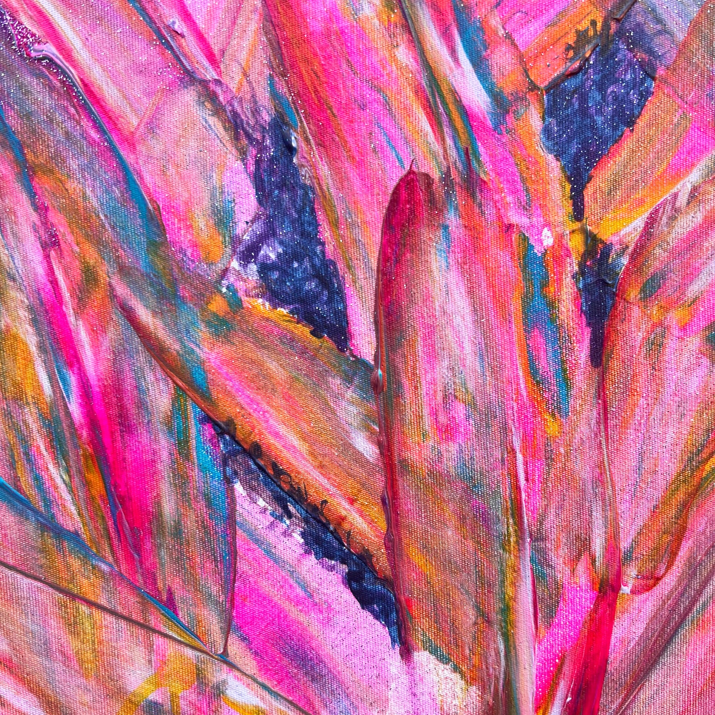 'Rainbow Pink Palms' 91cm x 61cm - Kathryn Sillince Artist