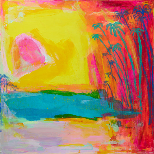 'Sunrise Over Sizzling Sand'  71.5cm x 71.5cm - Kathryn Sillince Artist