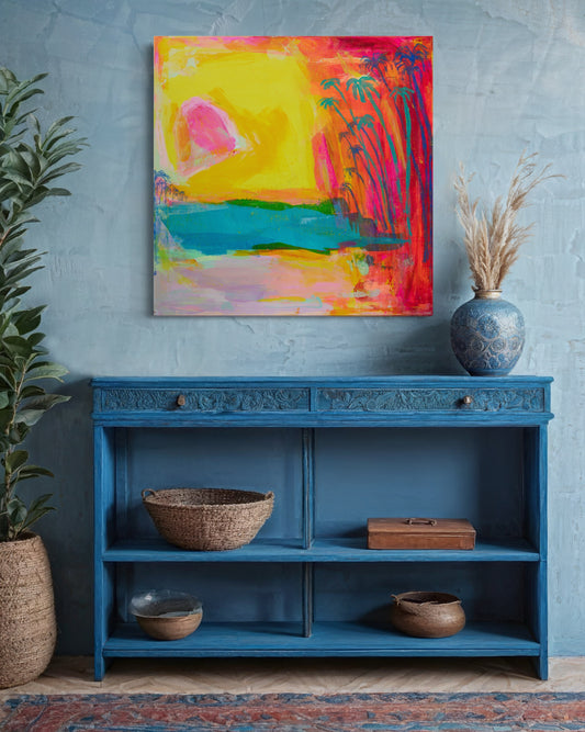 'Sunrise Over Sizzling Sand'  71.5cm x 71.5cm - Kathryn Sillince Artist