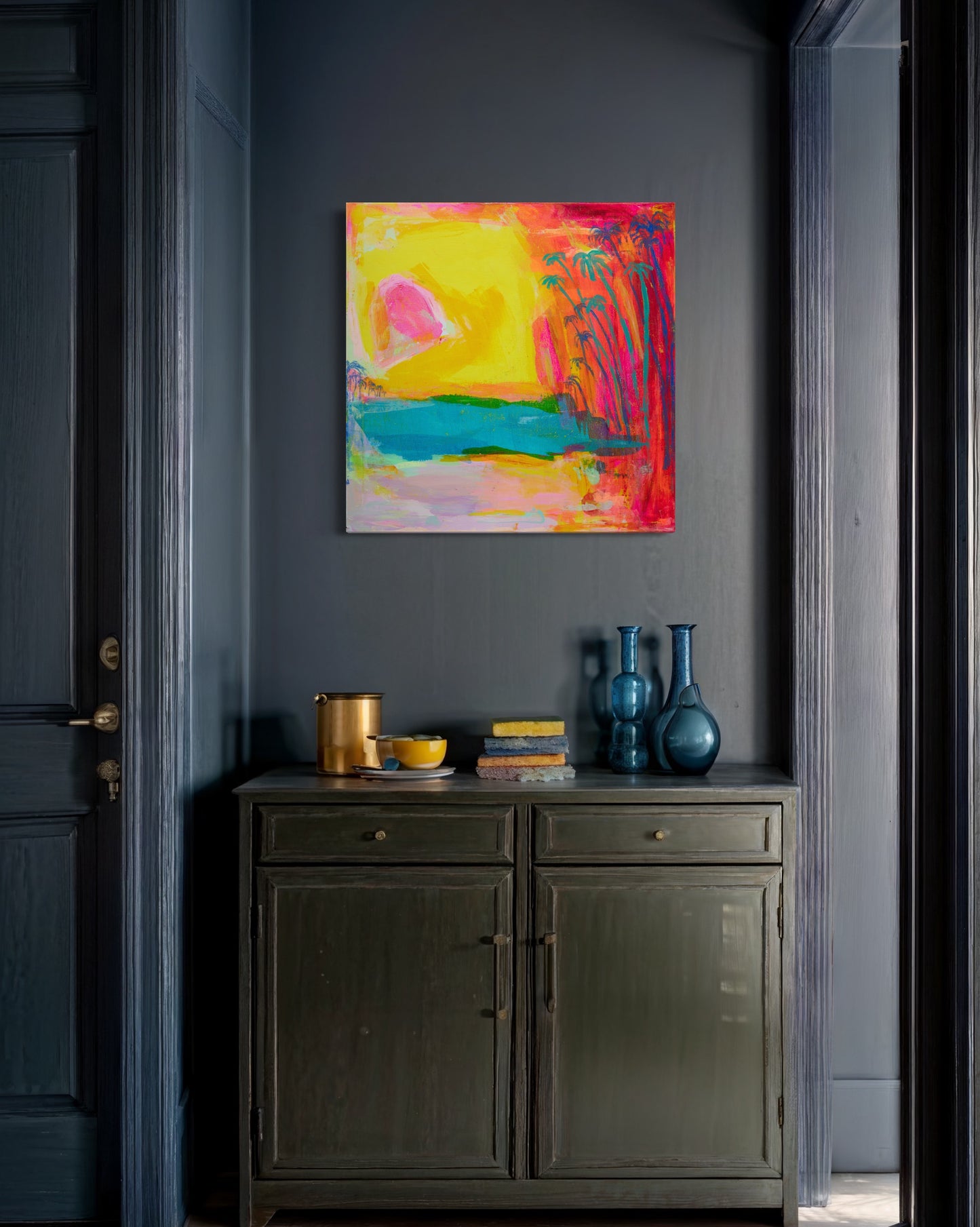 'Sunrise Over Sizzling Sand'  71.5cm x 71.5cm - Kathryn Sillince Artist