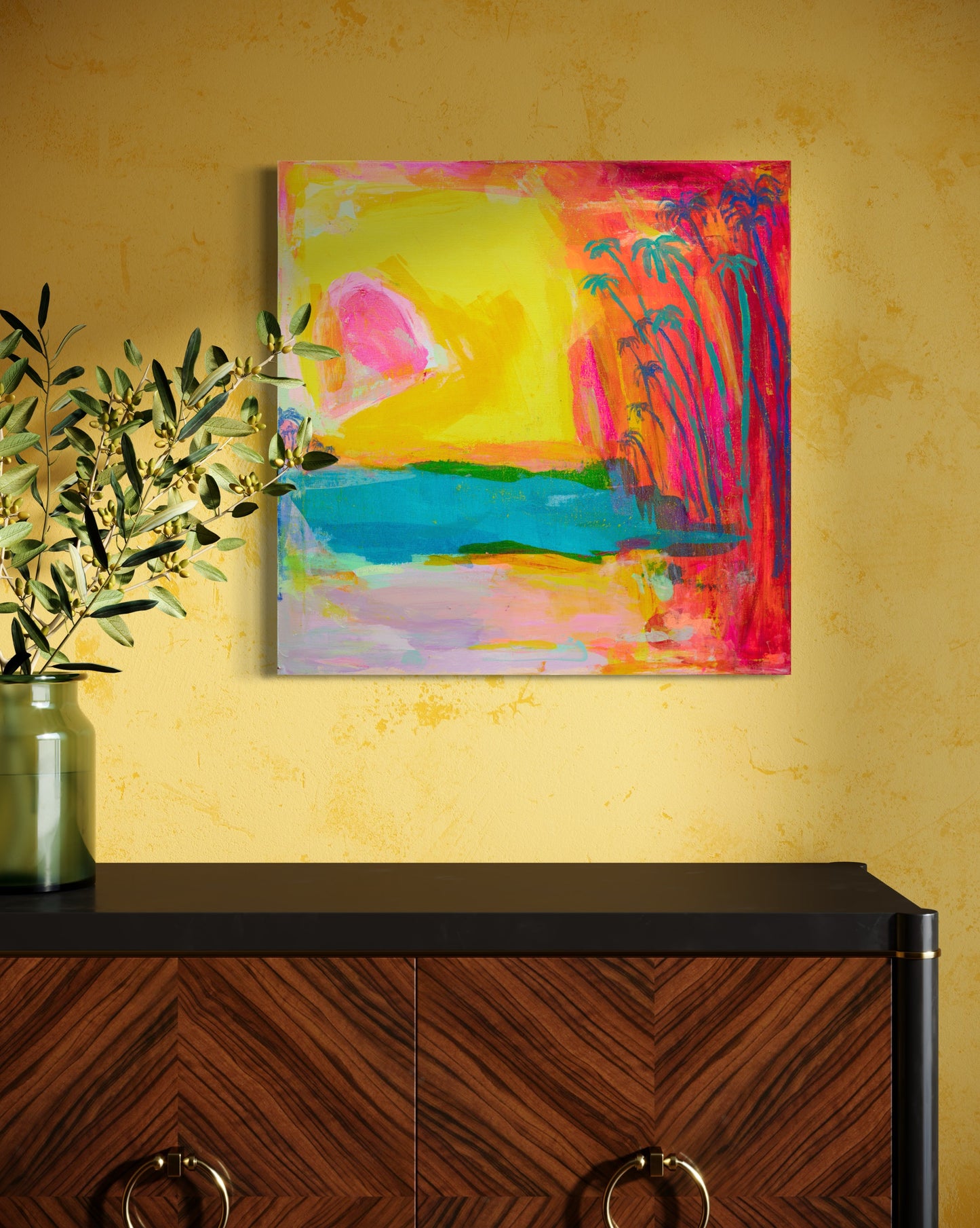 'Sunrise Over Sizzling Sand'  71.5cm x 71.5cm - Kathryn Sillince Artist