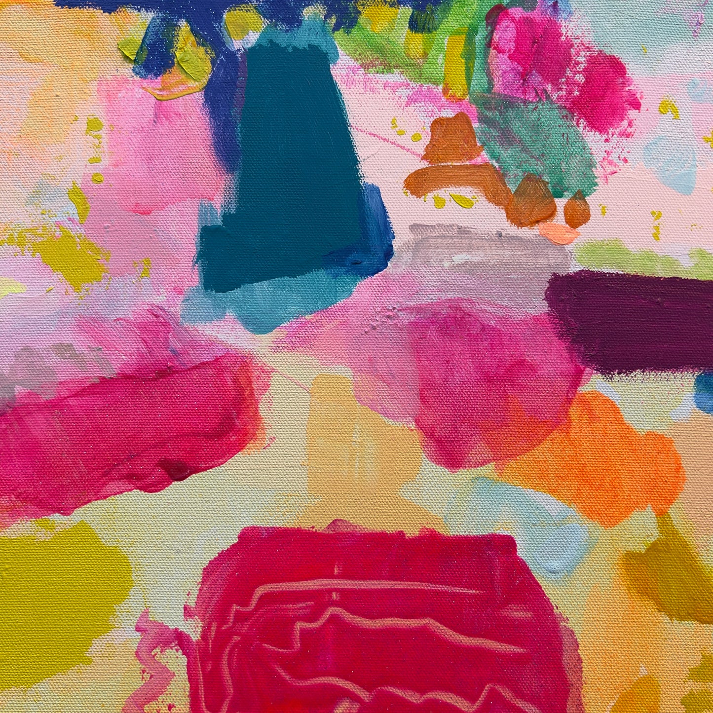 Abstract painting with vibrant colors and textures