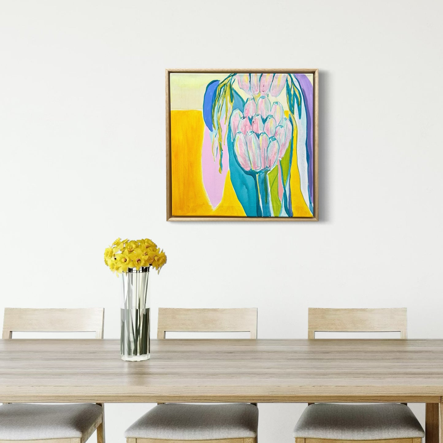'Teal and Yellow Banana Study'  51cm x 51cm - Kathryn Sillince Artist
