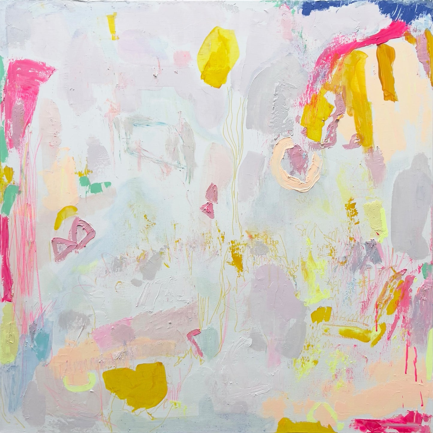 'Watching The World Go By' 80cm x 80cm - Kathryn Sillince Artist