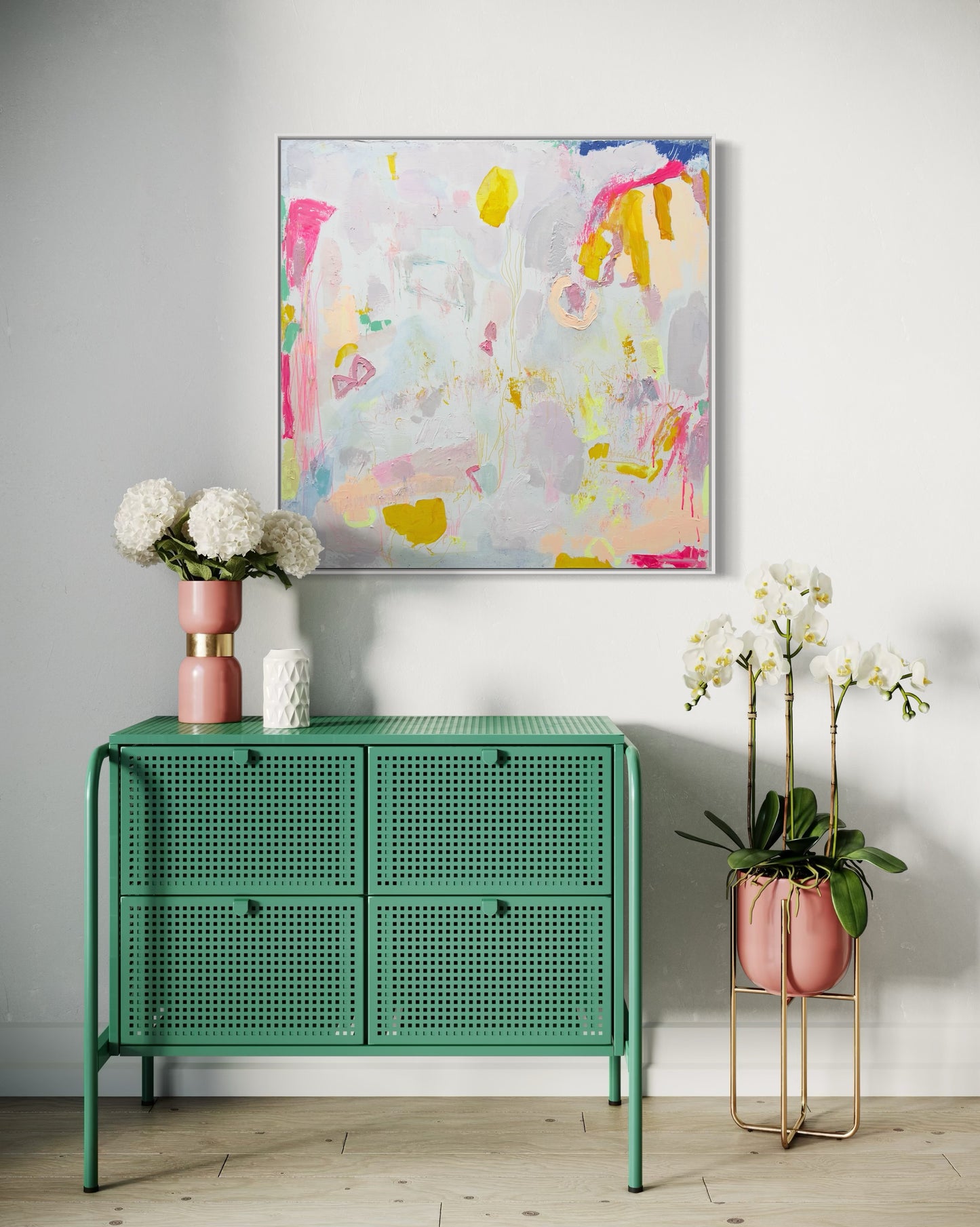 'Watching The World Go By' 80cm x 80cm - Kathryn Sillince Artist
