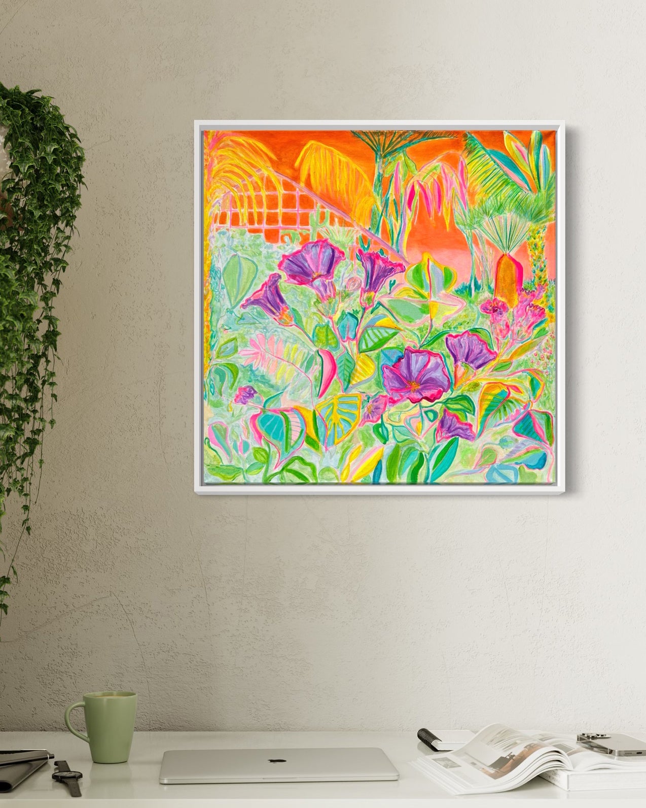 Canvas print of "Apocalyptic Fanfare" by Kathryn Sillince, featuring vibrant, detailed artwork with bold colors and dramatic imagery.