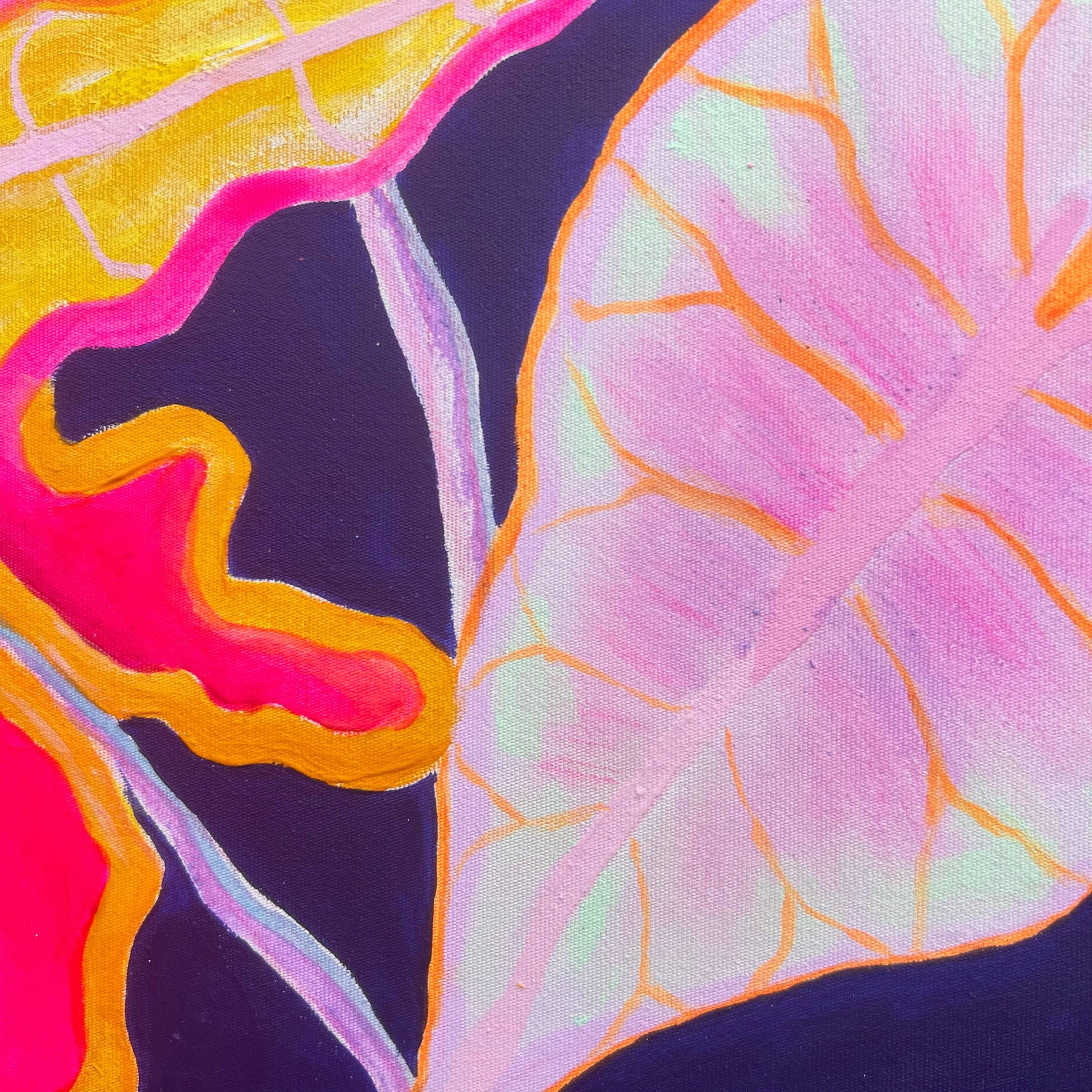 'Begonia, Alocasia Still Life' 70cm x 70cm - Kathryn Sillince Artist