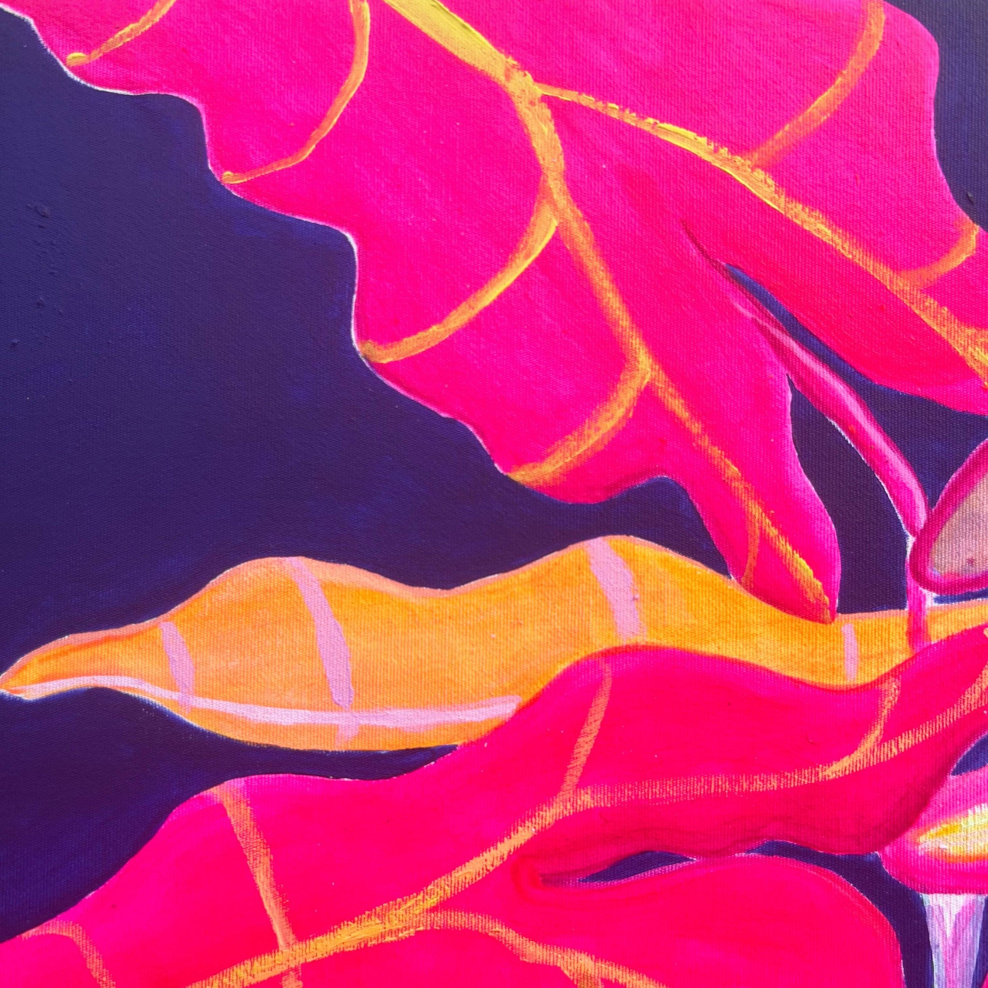 'Begonia, Alocasia Still Life' 70cm x 70cm - Kathryn Sillince Artist