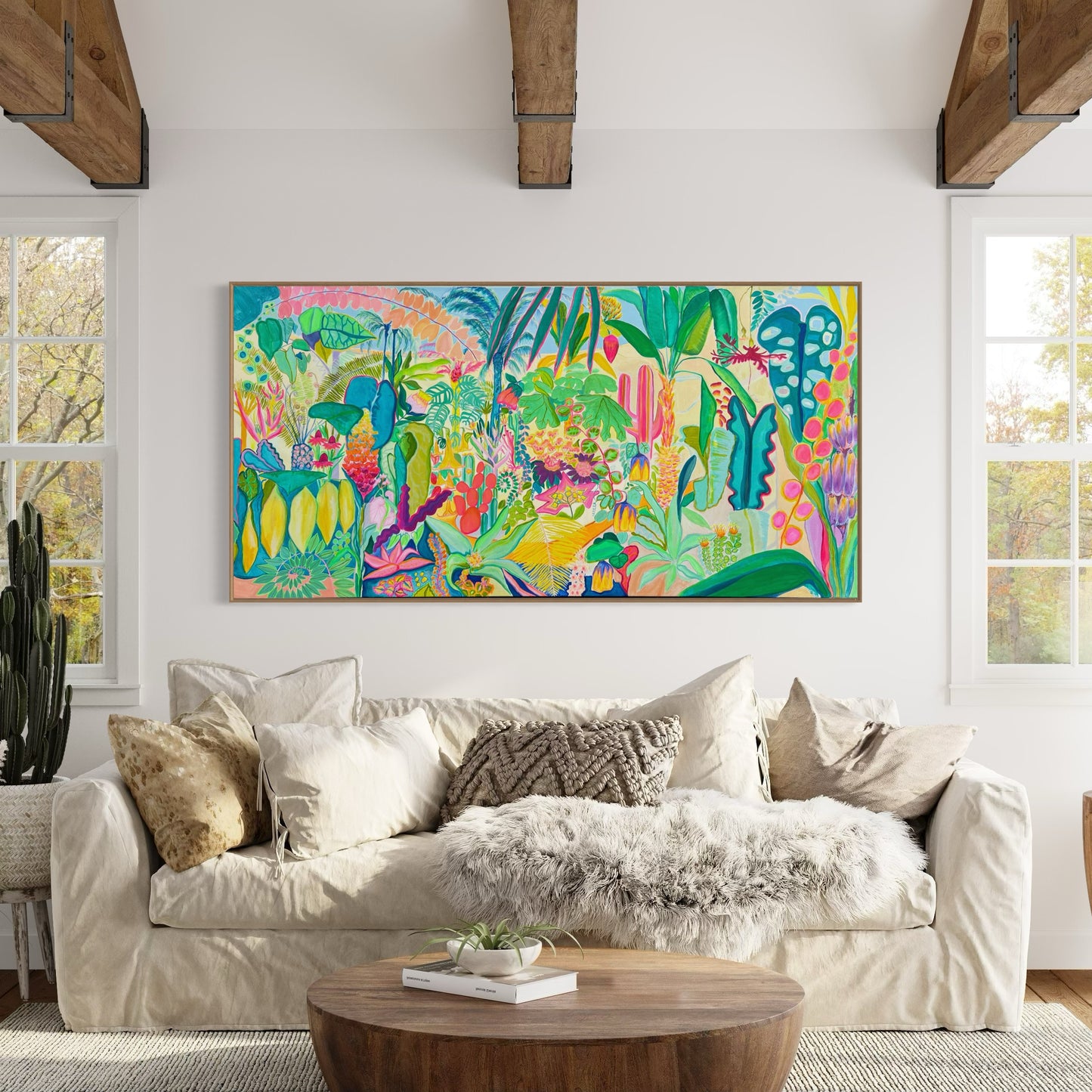Everlasting Eden canvas print by Printumo featuring vibrant floral artwork displayed in an interior setting.