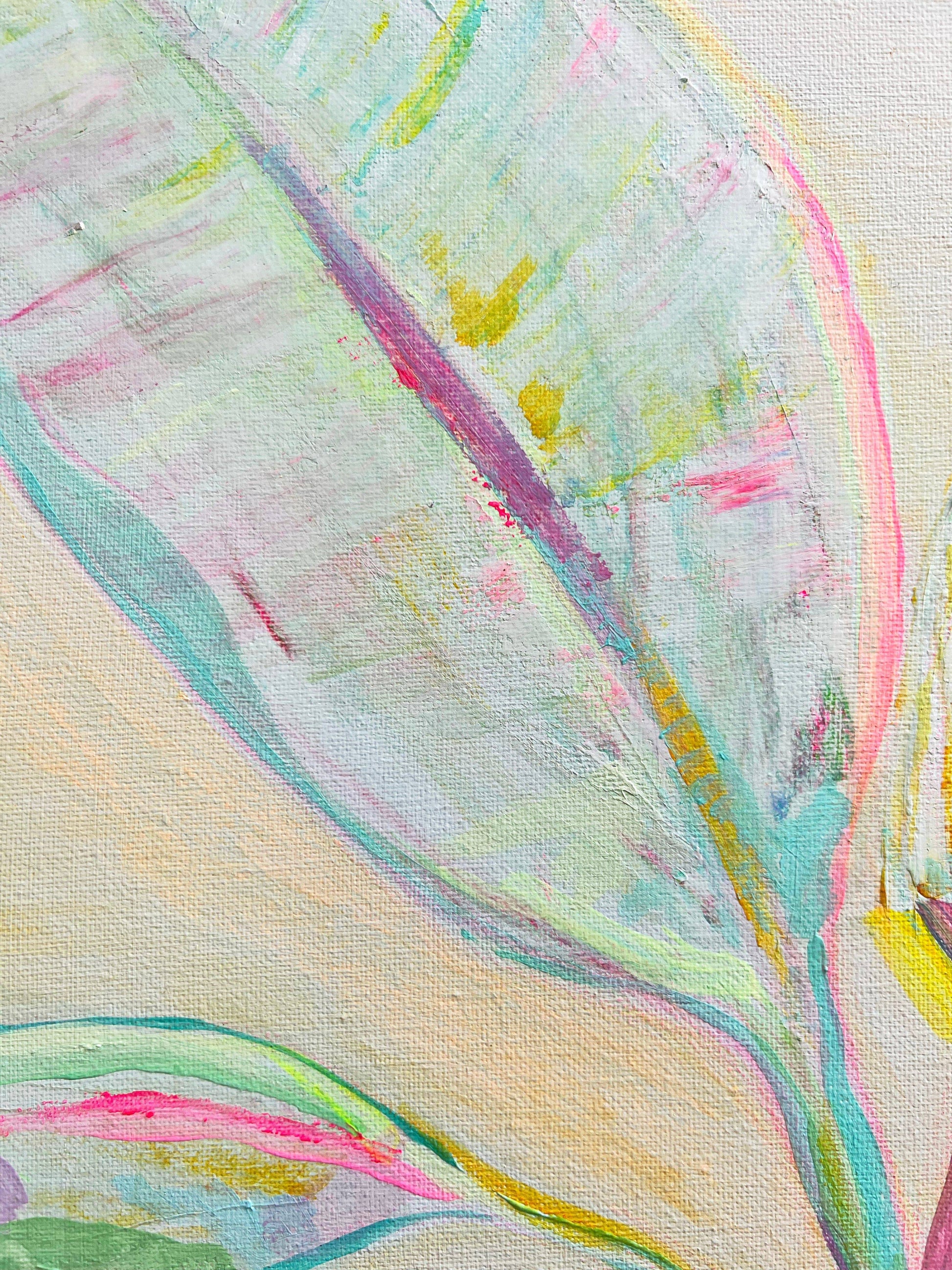 'Pastel Palms'  41cm x 41cm - Kathryn Sillince Artist