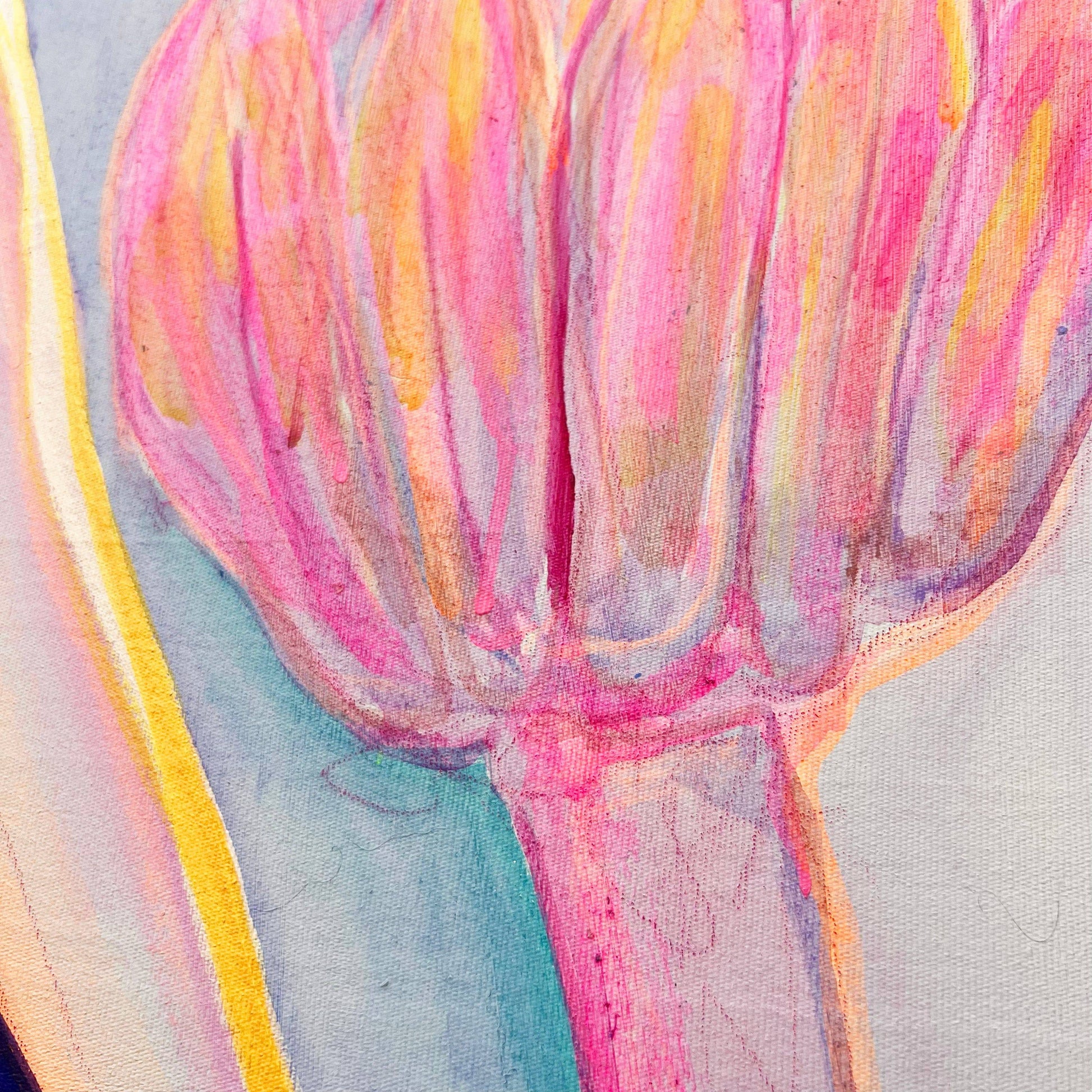 'Pink Neon Banana Study'  51cm x 51cm - Kathryn Sillince Artist
