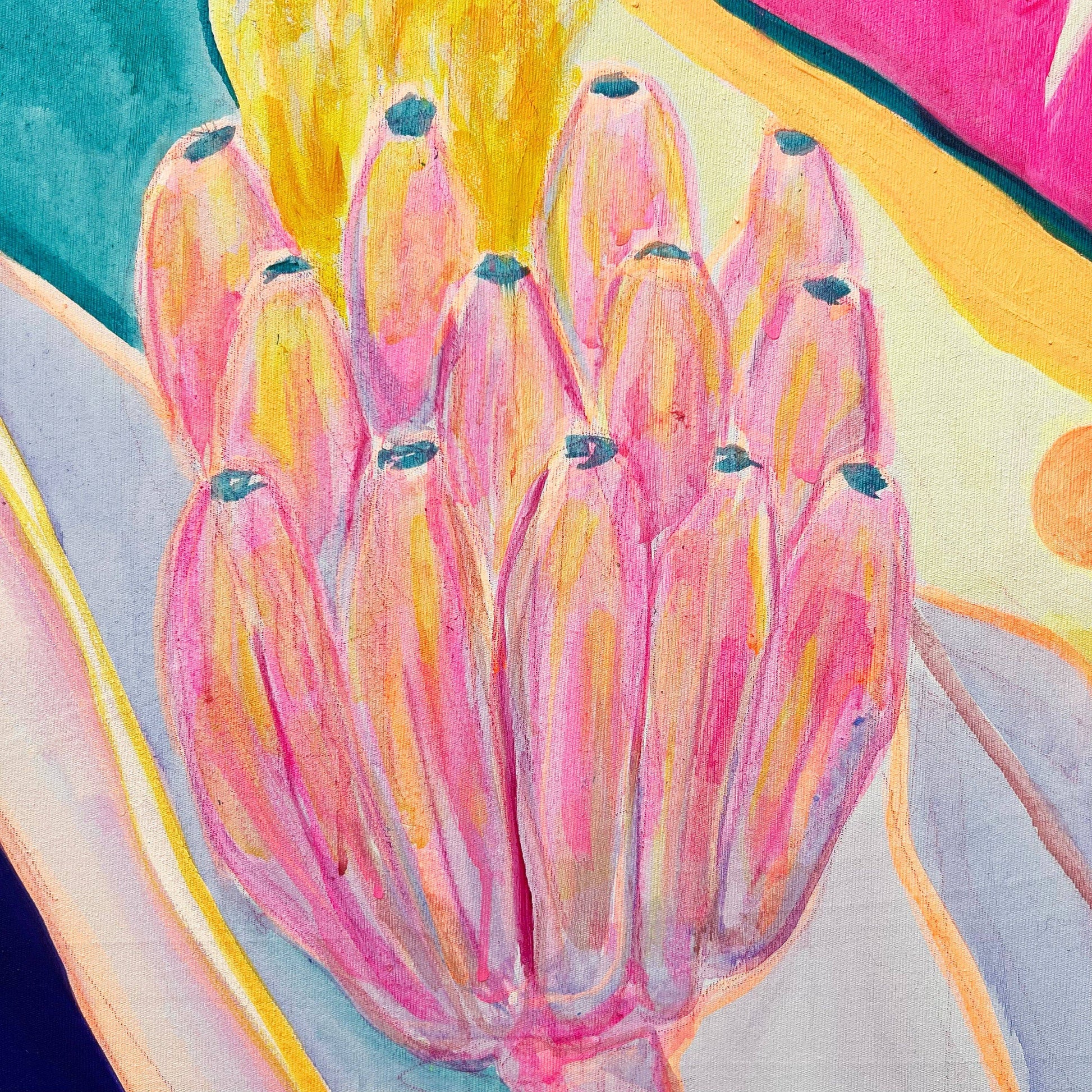 'Pink Neon Banana Study'  51cm x 51cm - Kathryn Sillince Artist