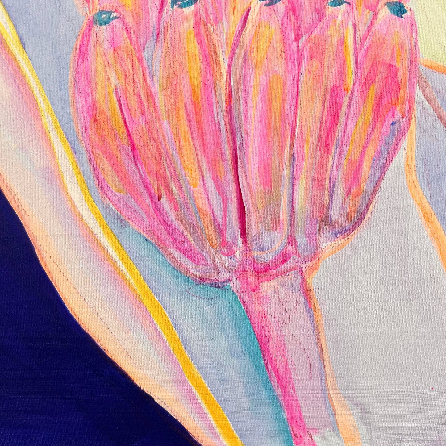 'Pink Neon Banana Study'  51cm x 51cm - Kathryn Sillince Artist