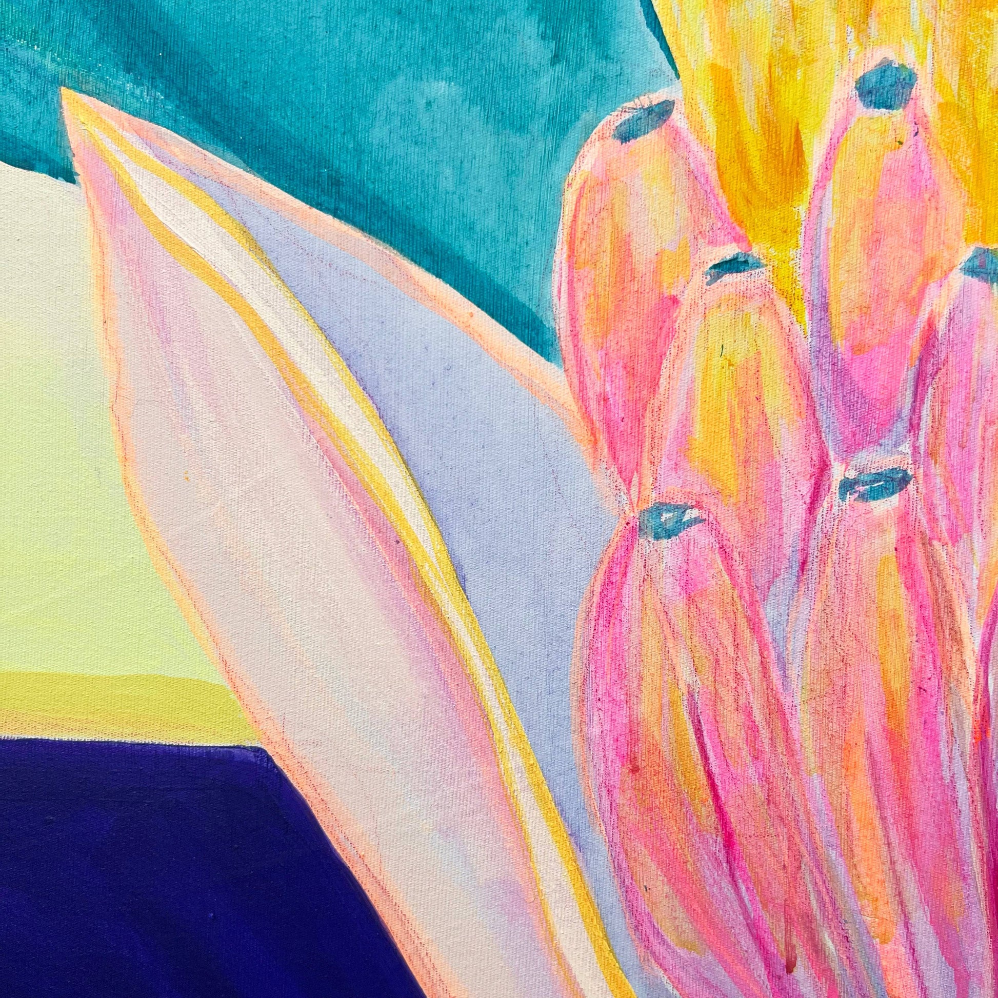 'Pink Neon Banana Study'  51cm x 51cm - Kathryn Sillince Artist