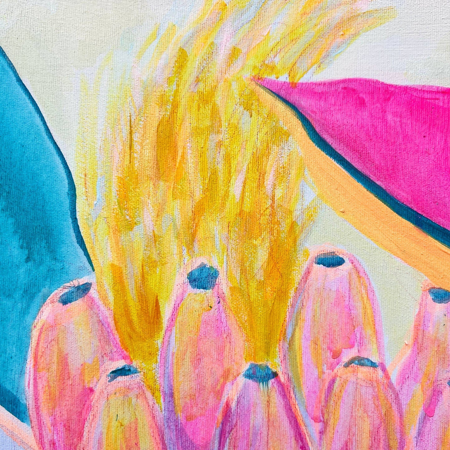 'Pink Neon Banana Study'  51cm x 51cm - Kathryn Sillince Artist