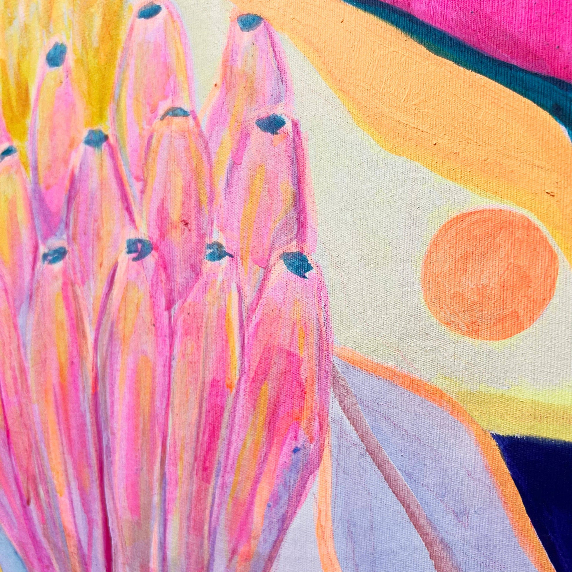 'Pink Neon Banana Study'  51cm x 51cm - Kathryn Sillince Artist