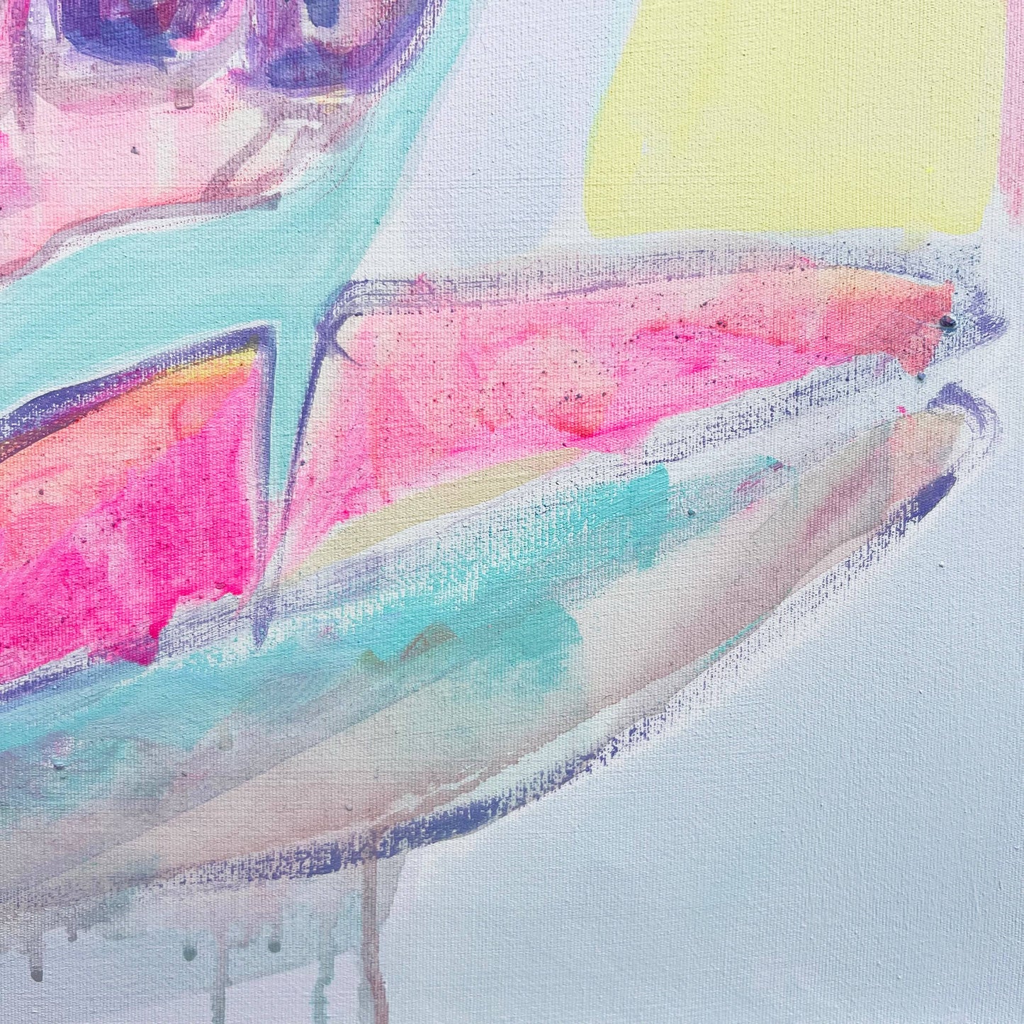 'Pink and Blue Banana Study'  51cm x 51cm - Kathryn Sillince Artist
