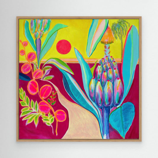 Canvas print of "The Path Into Summer" artwork by Printumo, featuring a vibrant nature scene on high-quality canvas.