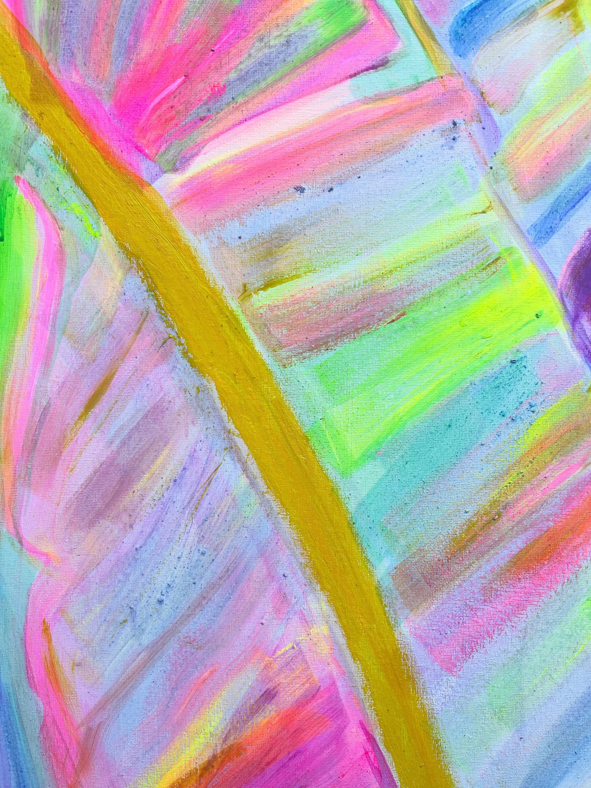 'Rainbow Banana Leaves II'  90cm x 90cm - Kathryn Sillince Artist