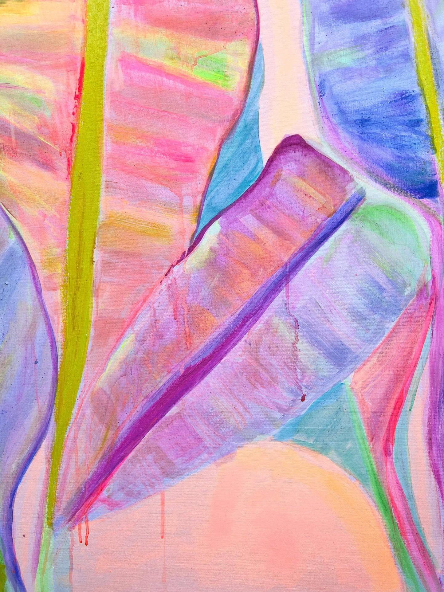 'Rainbow Banana Leaves II'  90cm x 90cm - Kathryn Sillince Artist