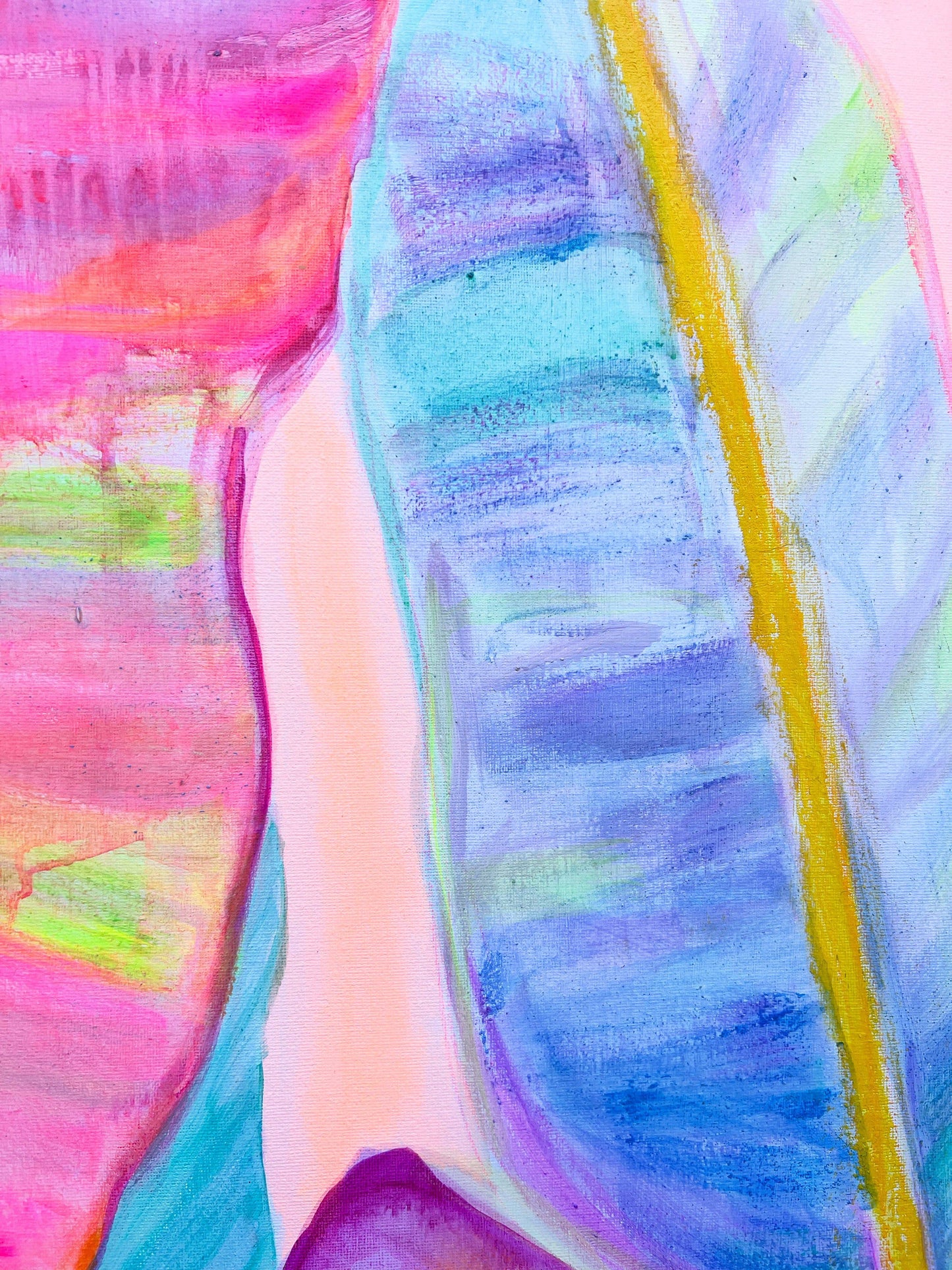 'Rainbow Banana Leaves II'  90cm x 90cm - Kathryn Sillince Artist