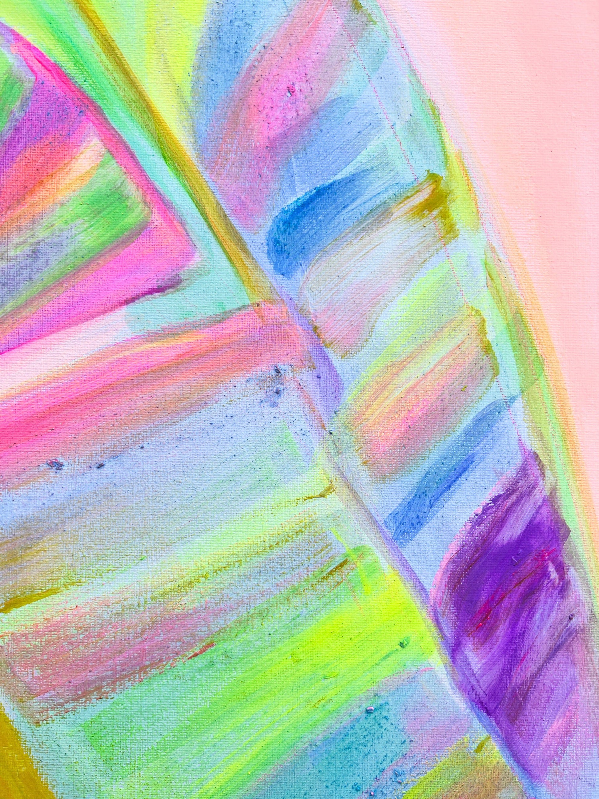 'Rainbow Banana Leaves II'  90cm x 90cm - Kathryn Sillince Artist
