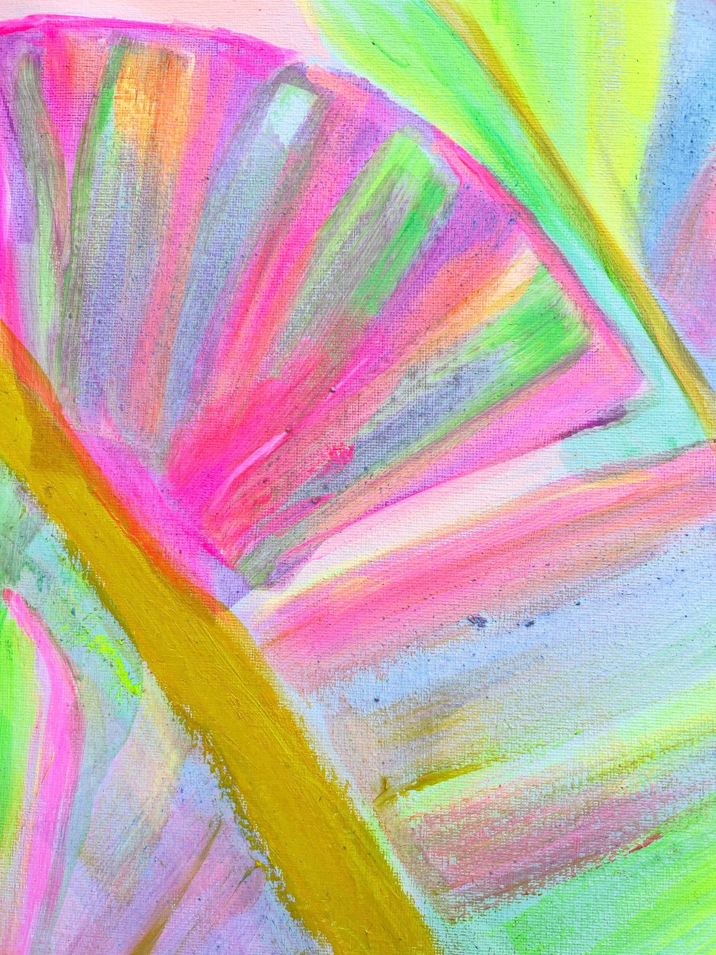 'Rainbow Banana Leaves II'  90cm x 90cm - Kathryn Sillince Artist