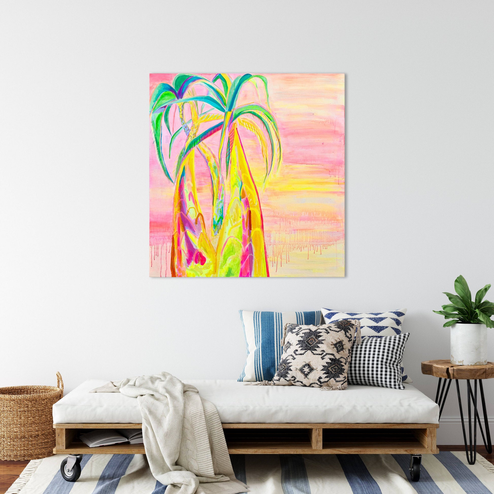 'Vaporwave Palms'  112cm x 112cm - Kathryn Sillince Artist